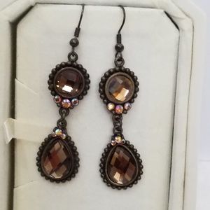 Glamorous Drop Earrings Rose Gold Gems